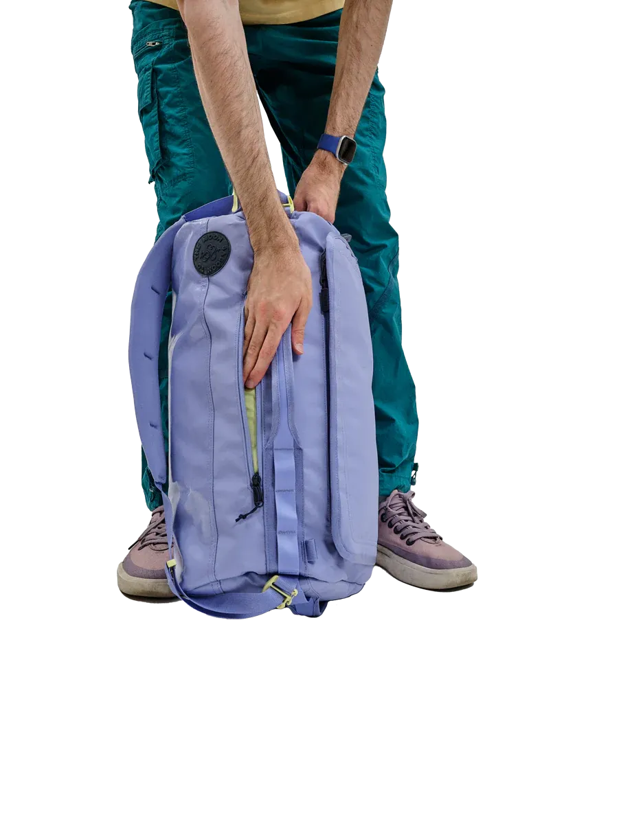 Lachlan reaching into the bag pocket